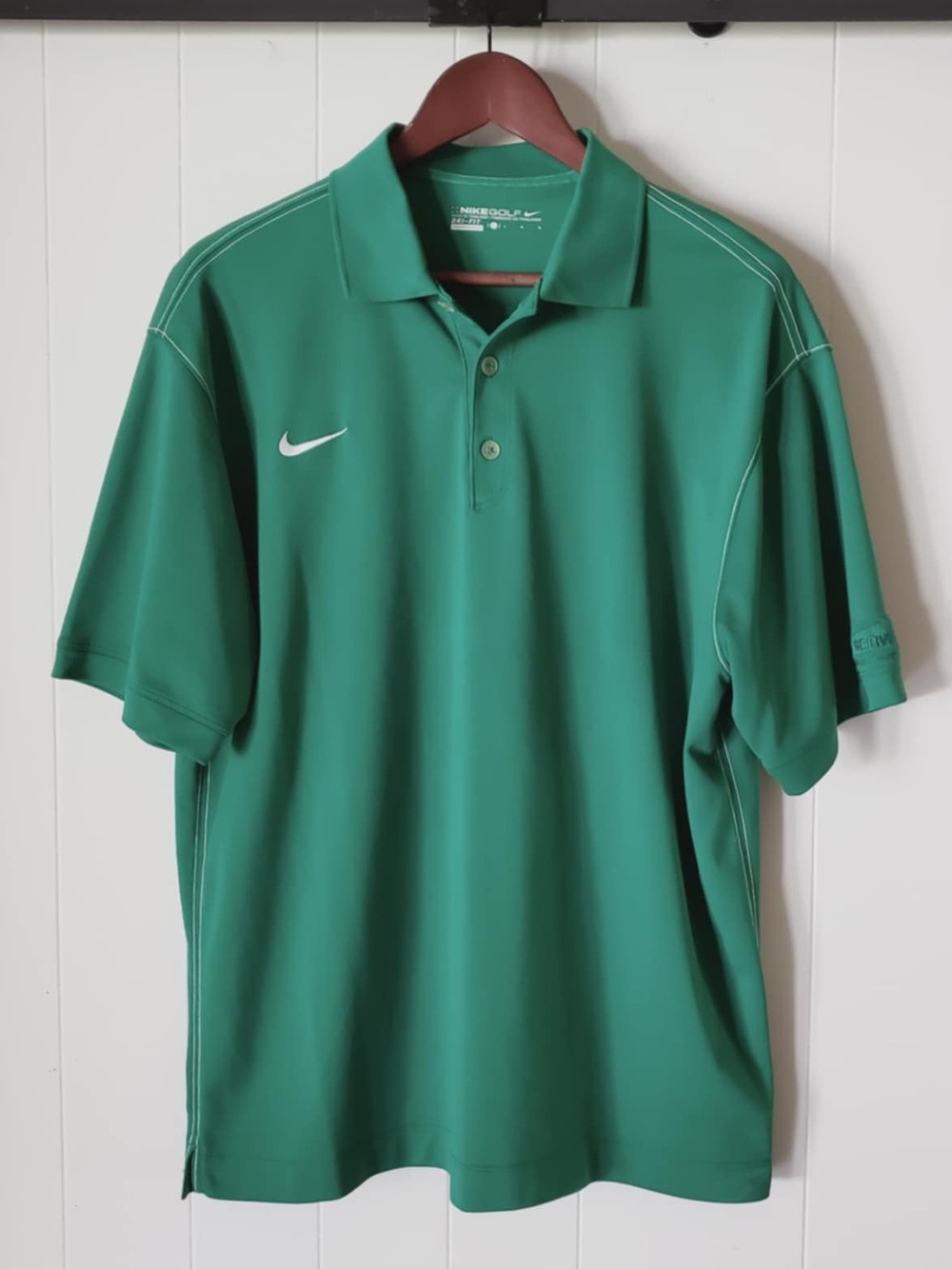 Nike Golf Fit Dry Athletic Golf Polo Shirt Short Sleeve Size L Green with White
